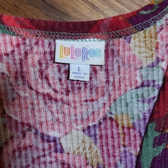 Lularoe Joy Long Vest Large Roses - Picture 2 of 11